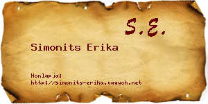 Simonits Erika névjegykártya